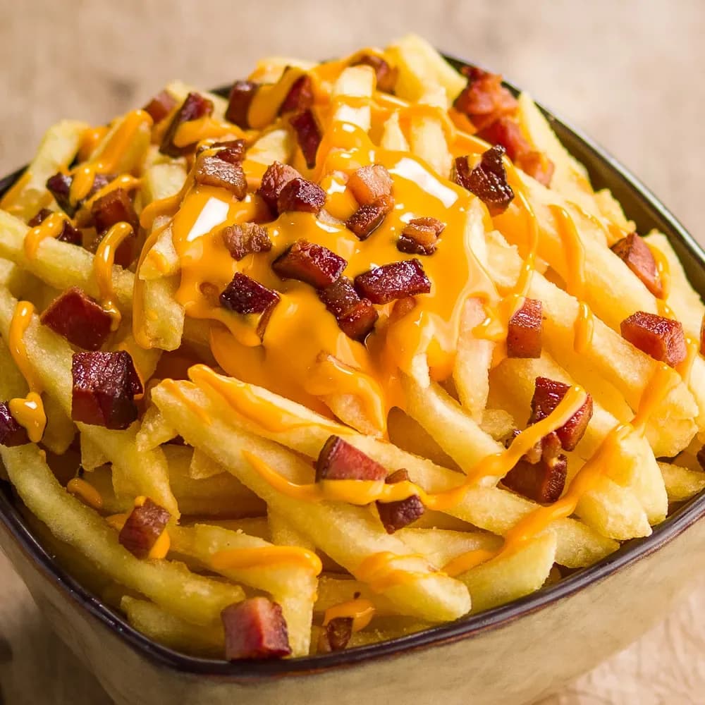 Fritas cheddar e bacon